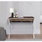 Saltoro Sherpi 36 Inch Modern Office Desk, 2 Drawers, X Shape Frame, Wood, Oak, Chrome-